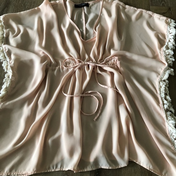 Together Apparel Blush Fringe Tunic - Picture 3 of 5